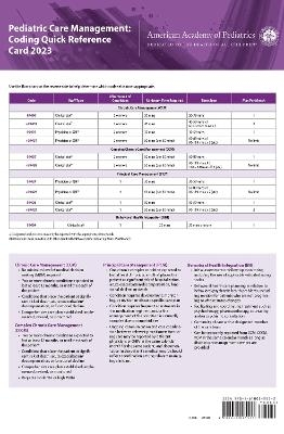 Pediatric Care Management: Coding Quick Reference Card 2023 -  American Academy of Pediatrics Committee on Coding and Nomenclature