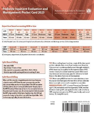 Pediatric Inpatient Evaluation and Management: Pocket Card 2023 -  American Academy of Pediatrics Committee on Coding and Nomenclature