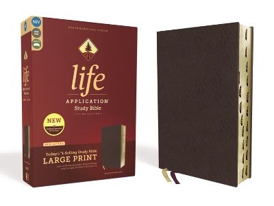 NIV, Life Application Study Bible, Third Edition, Large Print, Bonded Leather, Burgundy, Red Letter, Thumb Indexed -  Zondervan