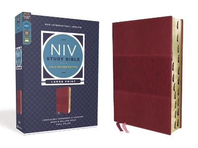 NIV Study Bible, Fully Revised Edition (Study Deeply. Believe Wholeheartedly.), Large Print, Leathersoft, Burgundy, Red Letter, Thumb Indexed, Comfort Print