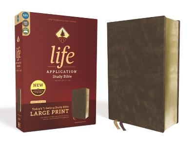 NIV, Life Application Study Bible, Third Edition, Large Print, Bonded Leather, Brown, Red Letter -  Zondervan