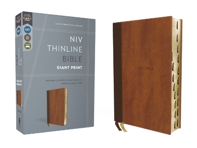 NIV, Thinline Bible, Giant Print, Leathersoft, Brown, Red Letter, Thumb Indexed, Comfort Print -  Zondervan