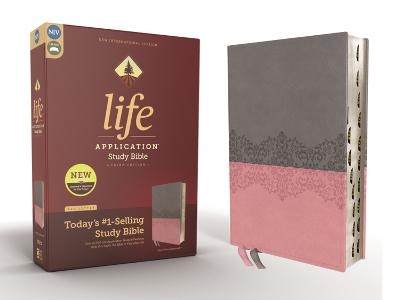 NIV, Life Application Study Bible, Third Edition, Leathersoft, Gray/Pink, Red Letter, Thumb Indexed -  Zondervan