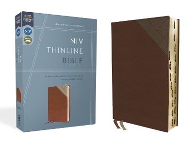 NIV, Thinline Bible, Leathersoft, Brown, Red Letter, Thumb Indexed, Comfort Print -  Zondervan