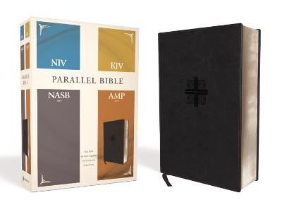 NIV, KJV, NASB, Amplified, Parallel Bible, Leathersoft, Black -  Zondervan