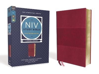 NIV Study Bible, Fully Revised Edition (Study Deeply. Believe Wholeheartedly.), Large Print, Leathersoft, Burgundy, Red Letter, Comfort Print