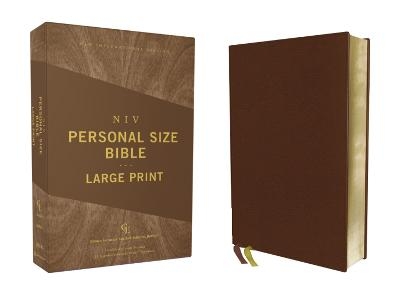 NIV, Personal Size Bible, Large Print, Genuine Leather, Buffalo, Brown, Red Letter, Art Gilded Edges, Comfort Print -  Zondervan