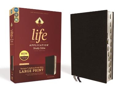 NIV, Life Application Study Bible, Third Edition, Large Print, Bonded Leather, Black, Red Letter, Thumb Indexed -  Zondervan