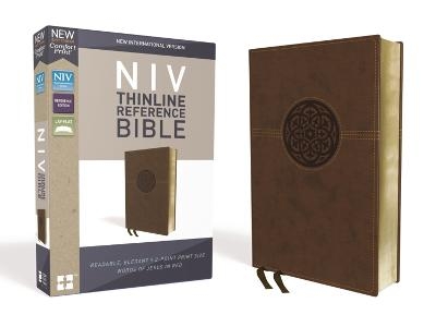 NIV, Thinline Reference Bible (Deep Study at a Portable Size), Leathersoft, Brown, Red Letter, Comfort Print -  Zondervan