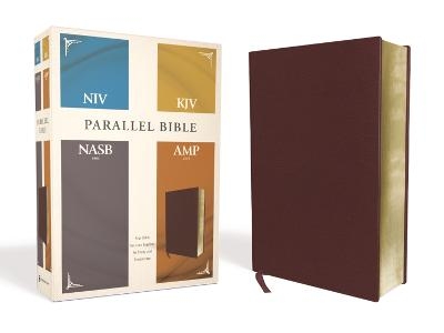 NIV, KJV, NASB, Amplified, Parallel Bible, Bonded Leather, Burgundy -  Zondervan