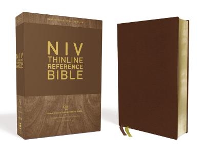 NIV, Thinline Reference Bible (Your Portable Reference Bible), Genuine Leather, Buffalo, Brown, Red Letter, Art Gilded Edges, Comfort Print -  Zondervan