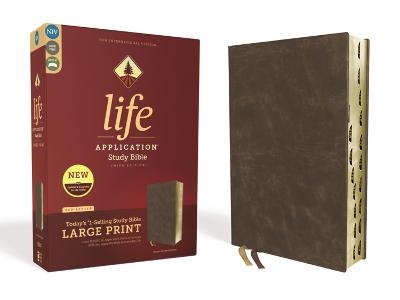 NIV, Life Application Study Bible, Third Edition, Large Print, Bonded Leather, Brown, Red Letter, Thumb Indexed -  Zondervan