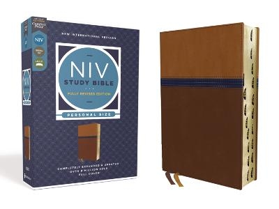 NIV Study Bible, Fully Revised Edition (Study Deeply. Believe Wholeheartedly.), Personal Size, Leathersoft, Brown/Blue, Red Letter, Thumb Indexed, Comfort Print