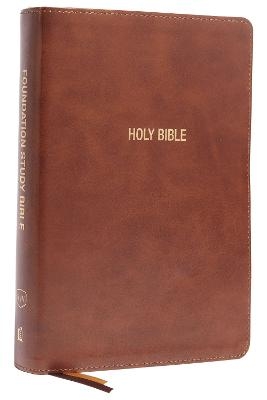 KJV, Foundation Study Bible, Large Print, Leathersoft, Brown, Red Letter, Thumb Indexed, Comfort Print - Thomas Nelson