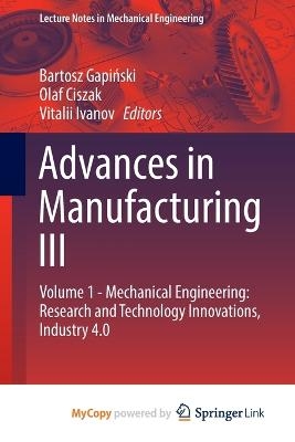 Advances in Manufacturing III - Mathieu D'Aquin, Enrico Motta