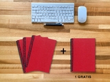 A 5 Notizbuch - Set, 3+1 gratis, Luxury 80 Seiten ROT JUPITER GLITTER-OPTIK, blanko - 