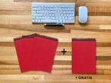 A 5 Notizblock - Set, 3+1 gratis, Luxury 80 Seiten ROT JUPITER GLITTER-OPTIK, kariert 5x5mm - 