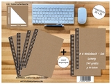 A 6 Notizbuch - Set, 5+1 gratis, Luxury 80 Seiten MUSKAT Designerecycling, punktiert 20x20mm - 