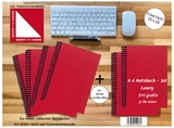 A 6 Notizbuch - Set, 4+2 gratis, Luxury 80 Seiten ROT JUPITER GLITTER-OPTIK, punktiert 20x20mm - 