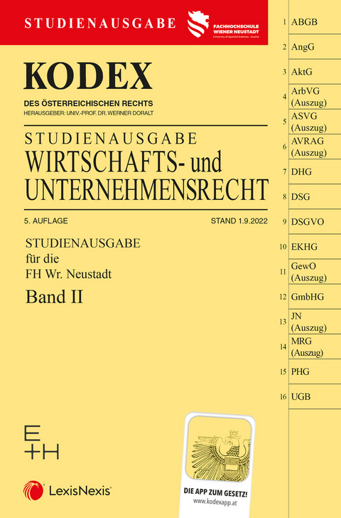 KODEX Wirtschafts- und Unternehmensrecht 2022 Band II - inkl. App - 