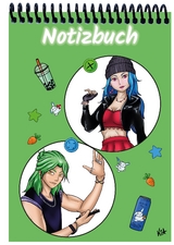 A 5 Notizblock Manga Quinn und Enora, grün, kariert - 