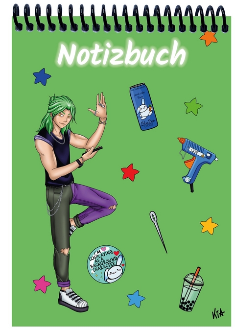 A 4 Notizblock Manga Quinn, grün, blanko - 