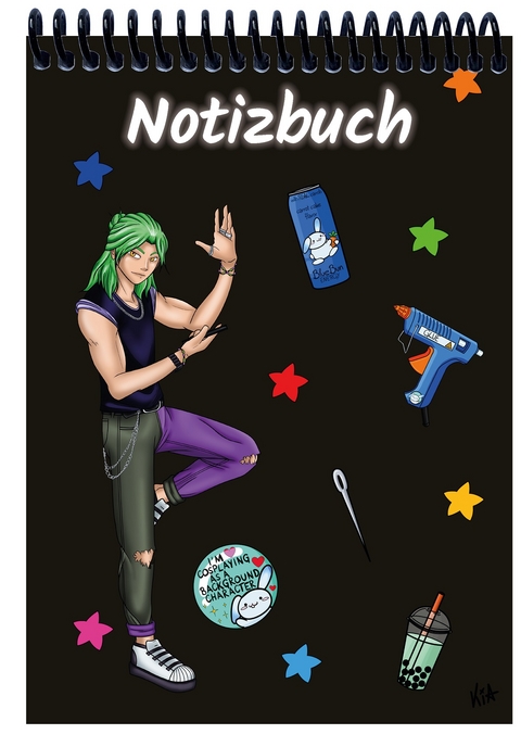 A 4 Notizblock Manga Quinn, schwarz, blanko - 