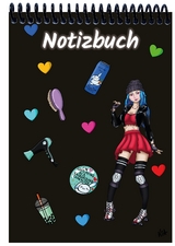 A 5 Notizblock Manga Enora, schwarz, kariert - 