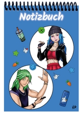 A 4 Notizblock Manga Quinn und Enora, blau, liniert - 
