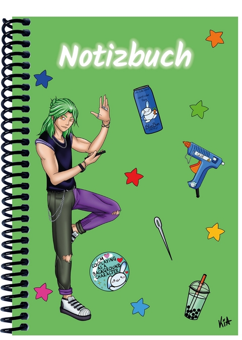 A 4 Notizbuch Manga Quinn, grün, blanko - 