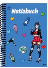 A 5 Notizbuch Manga Enora, blau, kariert - 