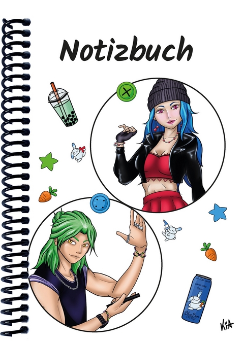 A 5 Notizbuch Manga Quinn und Enora, weiß, kariert - 