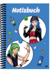 A 4 Notizbuch Manga Quinn und Enora, blau, kariert - 