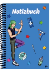 A 5 Notizbuch Manga Quinn, blau, kariert - 