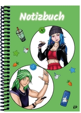 A 4 Notizbuch Manga Quinn und Enora, grün, blanko - 