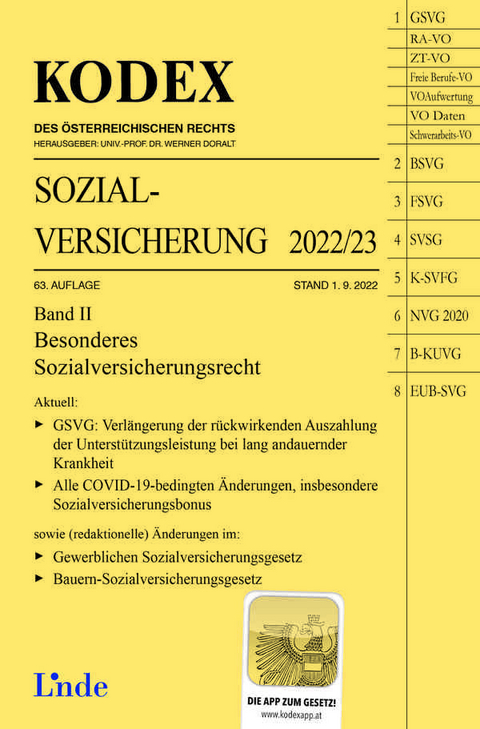 KODEX Sozialversicherung 2022/23, Band II - Elisabeth Brameshuber