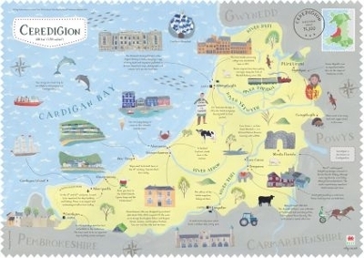 Wales on the Map: Ceredigion Poster (English) - Elin Meek