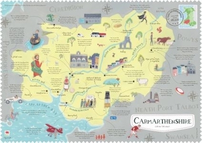 Wales on the Map: Carmarthenshire Poster (English) - Elin Meek