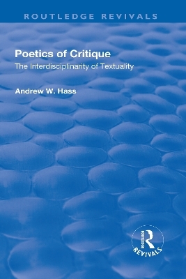 Poetics of Critique - Andrew W. Hass