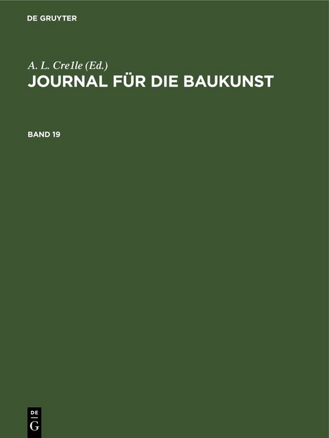 Journal für die Baukunst / Journal für die Baukunst. Band 19 - 