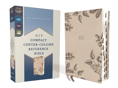 NIV, Compact Center-Column Reference Bible, Leathersoft, Stone, Red Letter, Thumb Indexed, Comfort Print -  Zondervan