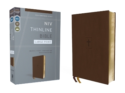 NIV, Thinline Bible, Large Print, Leathersoft, Brown, Red Letter, Comfort Print -  Zondervan