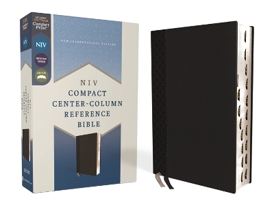 NIV, Compact Center-Column Reference Bible, Leathersoft, Black, Red Letter, Thumb Indexed, Comfort Print -  Zondervan