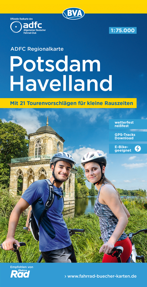 Potsdam Havelland, 1:75.000, reiß- und wetterfest, E-Bike-geeignet, GPS-Tracks-Download - 