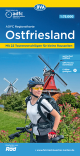 ADFC-Regionalkarte Ostfriesland, 1:75.000, mit Tagestourenvorschlägen, reiß- und wetterfest, E-Bike-geeignet, GPS-Tracks-Download - 