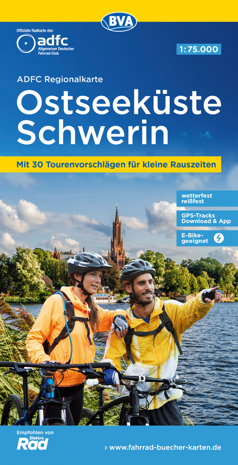 Ostseeküste Schwerin, 1:75.000, reiß- und wetterfest, E-Bike-geeignet, GPS-Tracks-Download - 