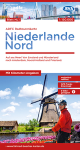 ADFC-Radtourenkarte NL 1 Niederlande Nord 1:150.000, reiß- und wetterfest, E-Bike geeignet, GPS-Tracks Download, mit Knotenpunkten, mit Bett+Bike Symbolen, mit Kilometer-Angaben - 