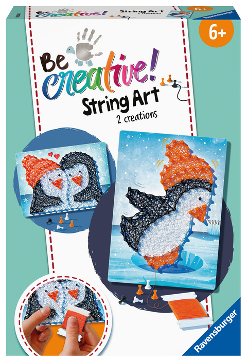 Ravensburger 18244 BeCreative String Art Pinguine – Kreative Fadenbilder mit frechen Pinguinen, für Kinder ab 6 Jahren