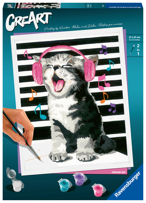 Ravensburger CreArt - Malen nach Zahlen 23545 – Singende Katze – ab 12 Jahren