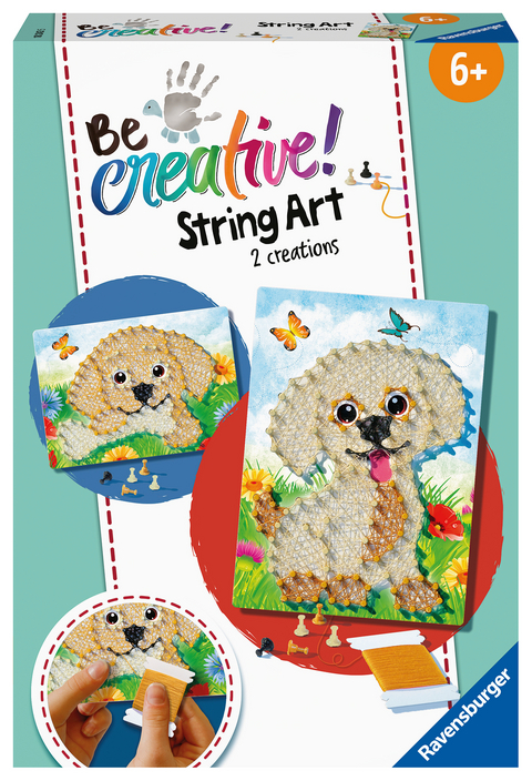 Ravensburger 18243 BeCreative String Art Hunde – Kreative Fadenbilder mit süßen Welpen, für Kinder ab 6 Jahren
